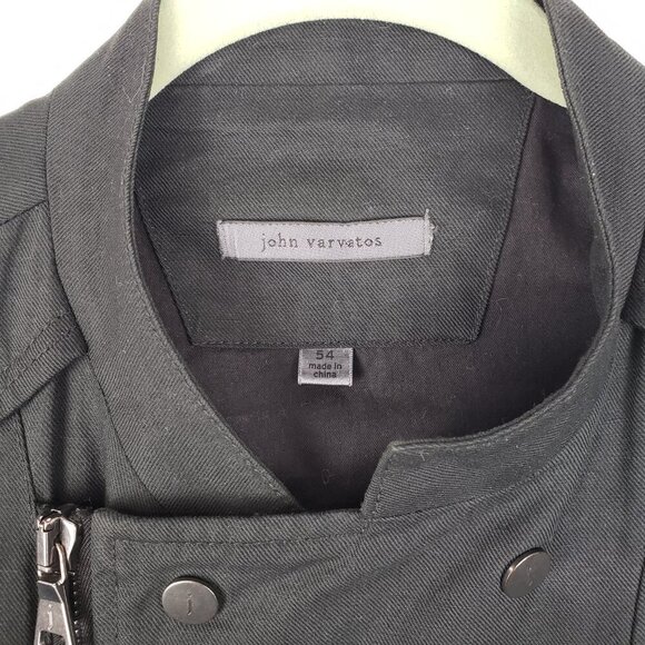 John Varvatos Collection Asymmetrical Moto Jacket Black Linen Cotton Size 54/L - Picture 5 of 11